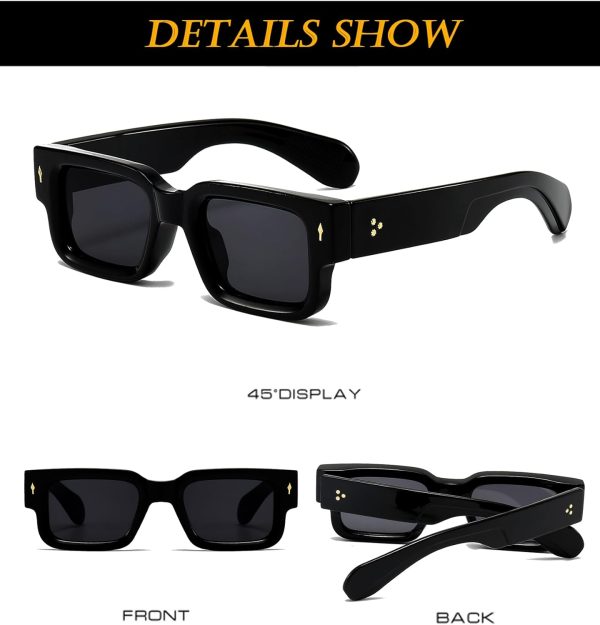 EYLRIM Thick Frame Square Sunglasses for Women Men Chunky Rectangle Sun - Image 5