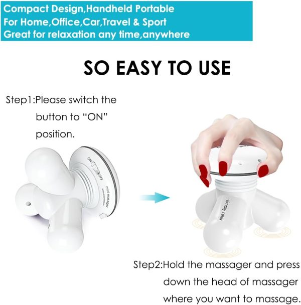 Handheld Mini Back Massager Percussion Electric Rechargeable Full Body - Image 2
