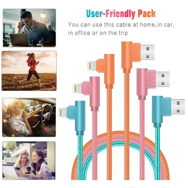 iPhone Charger, 3 Pack 10FT 90 Degree Charging Cable MFi Certified USB - Image 6
