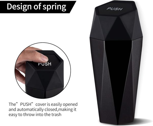 JUSTTOP Car Trash Can with Lid, Diamond Design Small Automatic Portable - Image 5