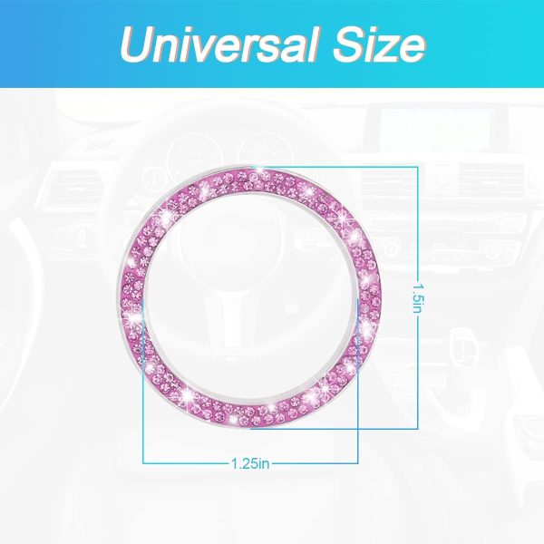 AUKEPO Car Bling Crystal Rhinestone Engine Start Ring Decals, 2 Pack Car - Image 2