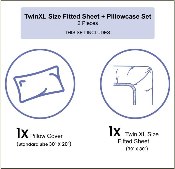 Ambesonne Vegan Fitted Sheet & Pillow Sham Set, Graphic Avocados Eco - Image 3