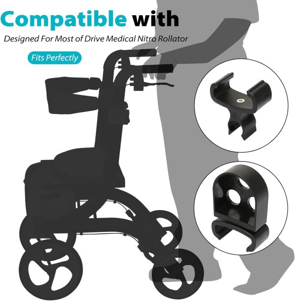 Cane Holder for Nitro Rollators with Flat Frame, Drive Walker Cane Holder, - Image 4