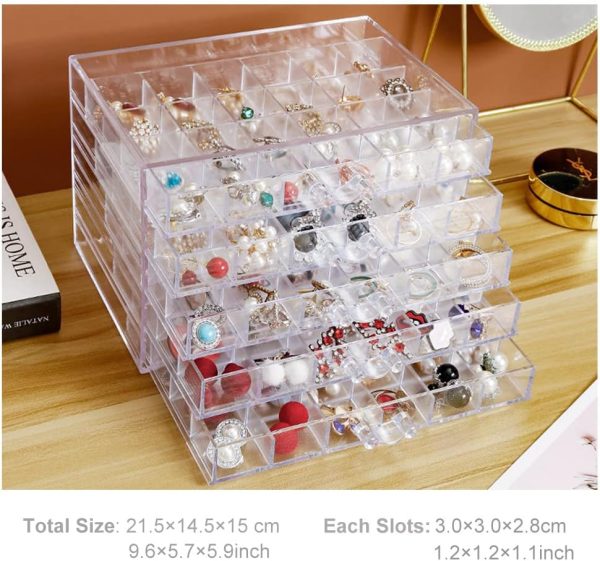 Earring Storage Box Acrylic Jewelry Storage Holder Ring Clear Plastic - Image 7