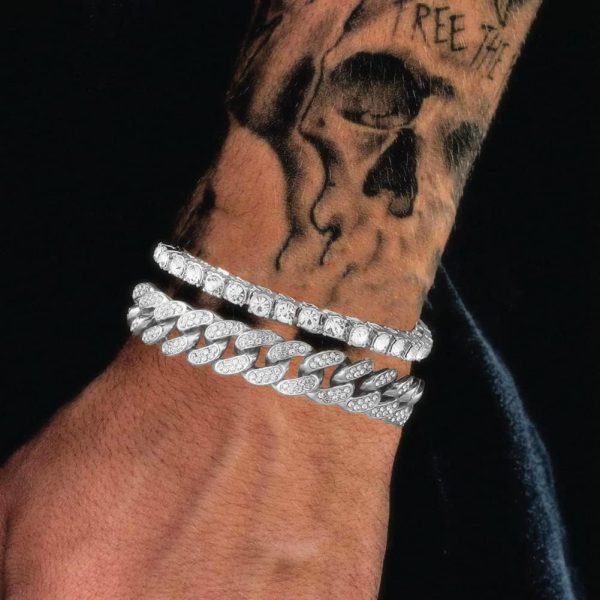 HH BLING EMPIRE 14K Gold and Silver Bracelets Diamond Tennis and Cuban Link - Image 2