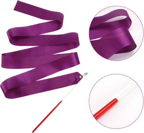 YGEOMER 12pcs Dance Ribbons, Rainbow Gymnastics Ribbon Wands for Kids Dance - Image 3