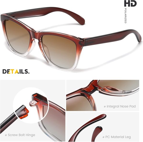 Sunglasses Womens Polarized Sunglasses for Mens Womens Retro Mirror Lens - Image 2