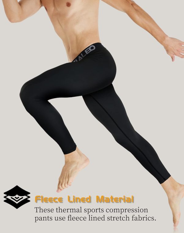 5 or 4 Pack Men's Thermal Compression Pants Fleece Lined Sports Tights - Image 4