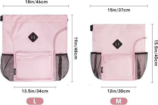 WANDF Drawstring Backpack Sports Gym Bag with Shoes Compartment, - Image 7