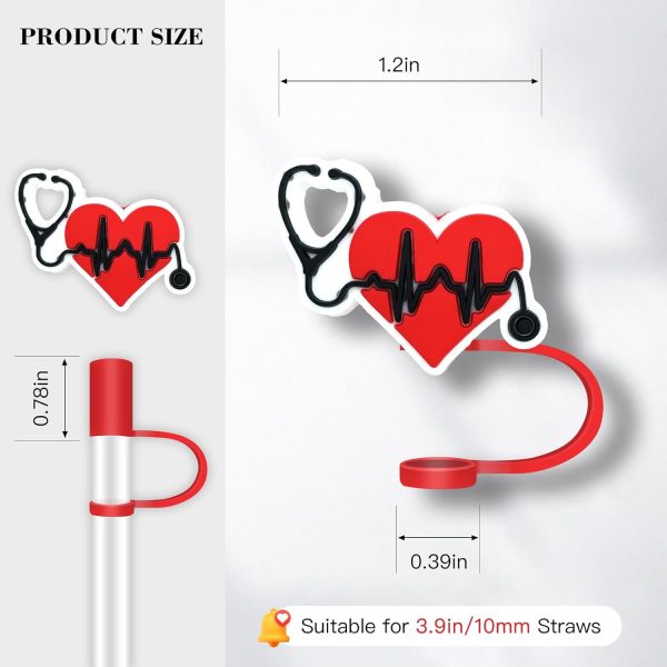 8Pcs Medical Straw Cover for Tumbler Cap, Nurse Silicone Straw Topper, 10mm - Image 4