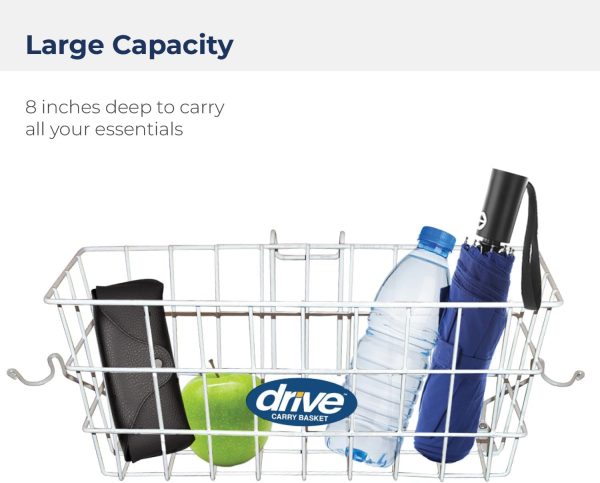 Drive Medical 10200B Walker Basket with Plastic Cup Holder, White - Image 4