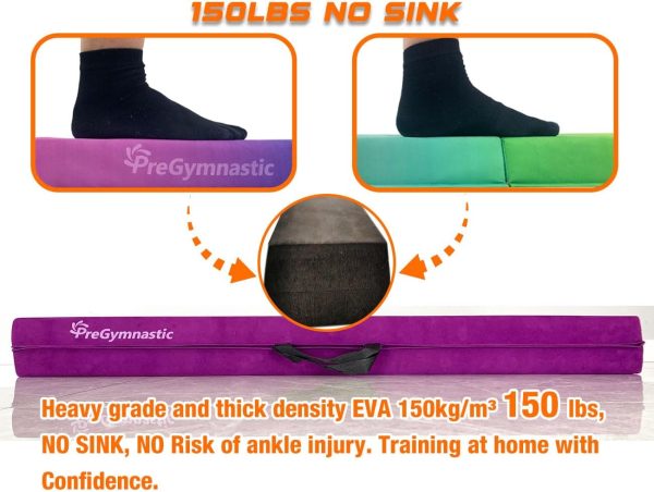 PreGymnastic 6FT/8FT/9.5FT Folding Balance Beam for Kids 3-12,Foldable - Image 5