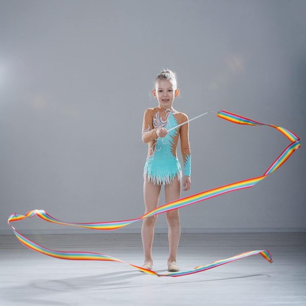 YGEOMER 12pcs Dance Ribbons, Rainbow Gymnastics Ribbon Wands for Kids Dance - Image 5