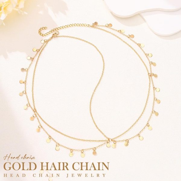 GORAIS Sequins Boho Head Chain Jewelry Hair Chain Headpiece Festival - Image 2