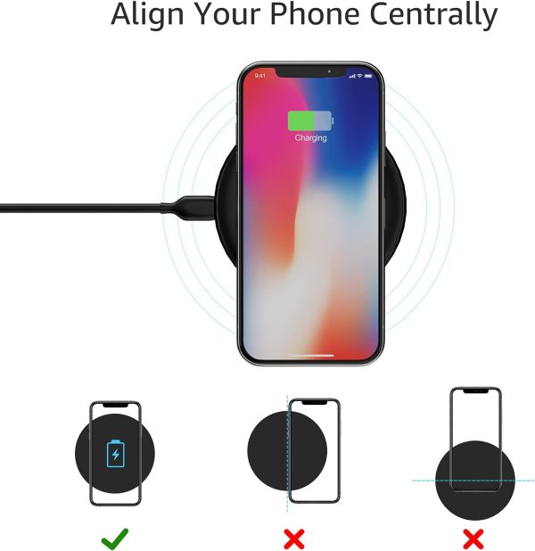 Amazon Basics Wireless Phone Charger, Fast Charging Pad for iPhone - Image 4