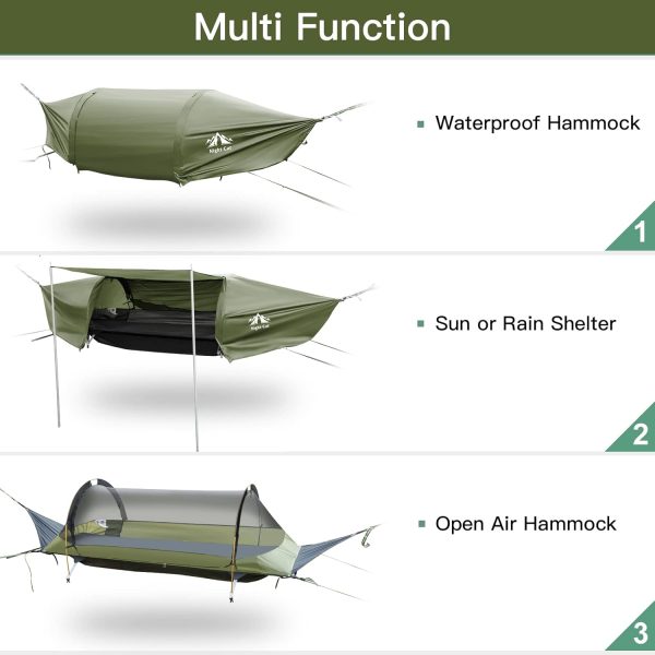 Night Cat Flat Lay Hammock Tent with Mosquito Net Waterproof Rainfly - Image 3
