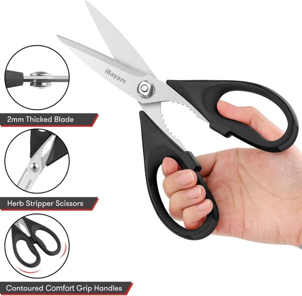 Kitchen Shears, iBayam Kitchen Scissors All Purpose Heavy Duty Meat - Image 4