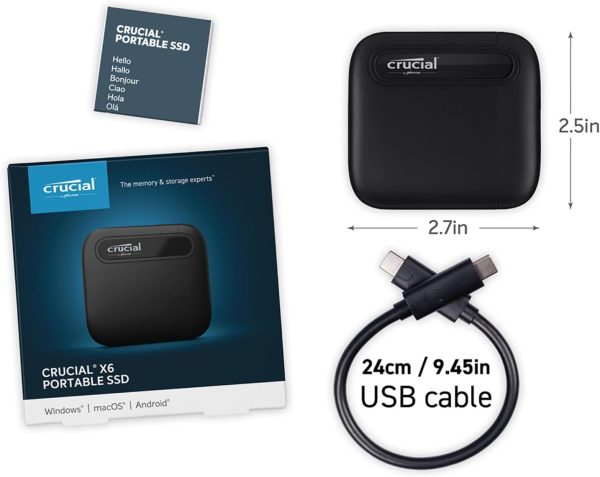 Crucial X6 1TB Portable SSD - Up to 800MB/s - PC and Mac - USB 3.2 USB-C - Image 6