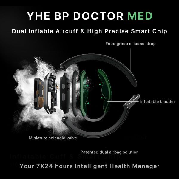 YHE BP Doctor Med, Blood Pressure Smartwatch with Dual Patented Cuff, Wrist - Image 2