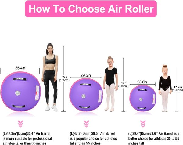 AWSUM 3.3ft L x 2ft Diam Gymnastics Air Roller Tumbling Barrel Backbend - Image 2