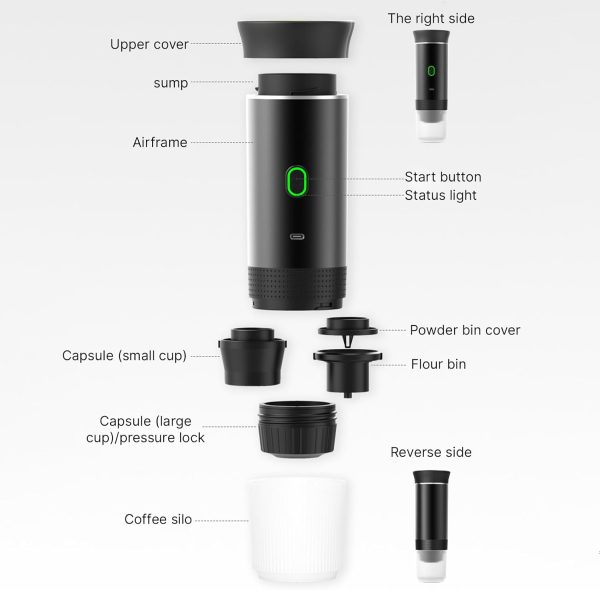 Portable Coffee Machine for Car Home Travel 3 in 1 Cordless Electric Coffee - Image 6