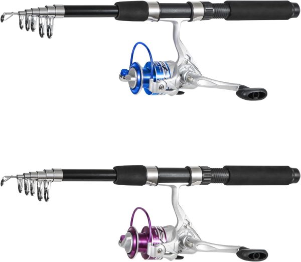 Fishing Pole Combo, 6.9ft 2Pcs Telescopic Rods Set, Collapsible Carbon - Image 2