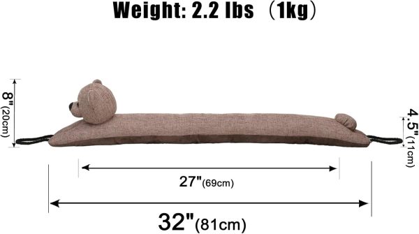 Marwood Bear Door Draft Stopper, 32 inch, 2.2lb, Polyester, Cute Bear, for - Image 2