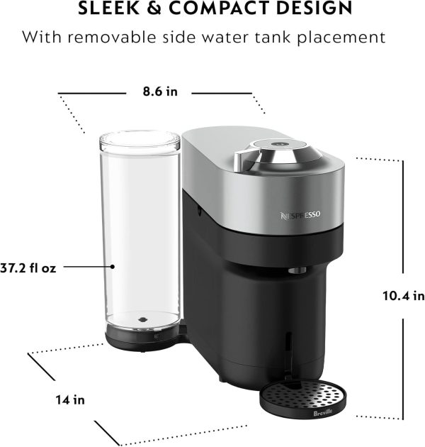 Nespresso Vertuo Pop+ Deluxe Coffee and Espresso Maker by Breville, Titan - Image 6
