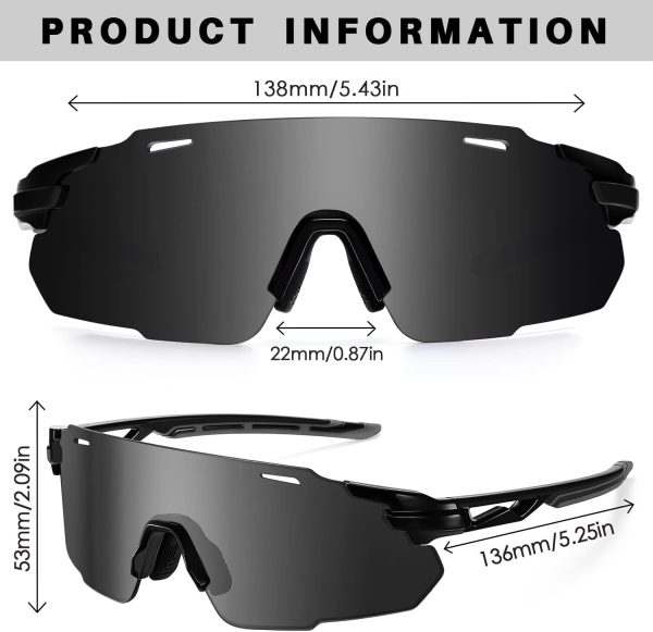 Baseball Sunglasses for Men Women, Wrap Around Sports Sunglasses for - Image 6