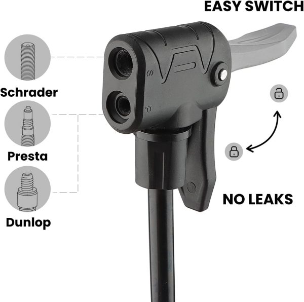 Hycline Bike Floor Pump with Gauge: Bicycle Tire Pump 160 PSI High Pressure - Image 2