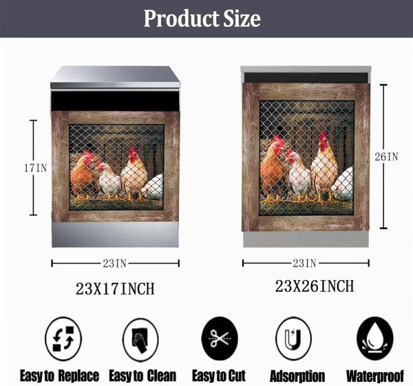 Kitchen Decor Chicken Dishwasher Magnet Cover, Country Rooster Fridge - Image 4