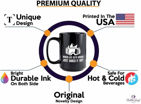Snowboarding Coffee Mug 15oz Black - doubt, shred it out - Ski Snowboard - Image 2