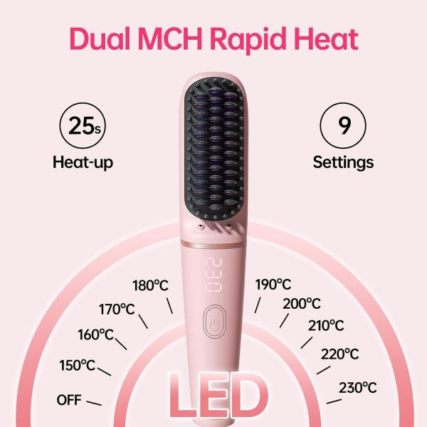 Ionic Hair Straightening Brush|Portable Hot Comb, Pro 450 Million Negative - Image 4