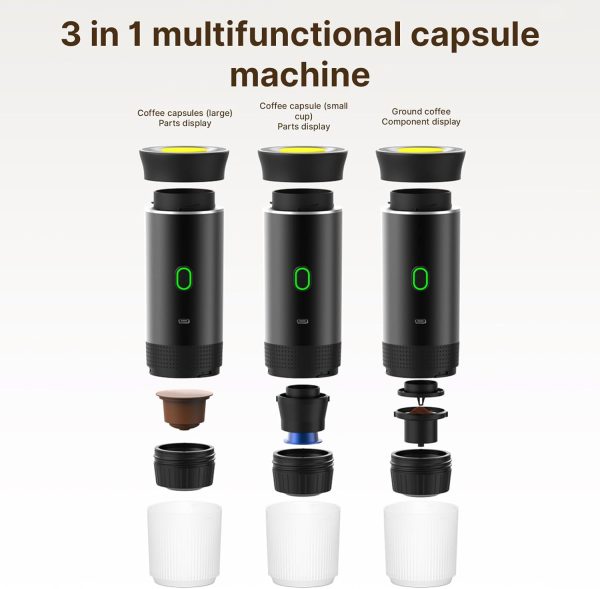 Portable Coffee Machine for Car Home Travel 3 in 1 Cordless Electric Coffee - Image 5