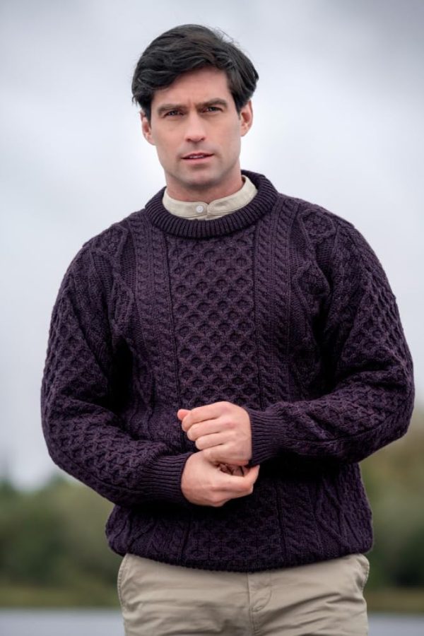 Aran Crafts Irish Soft Cable Knitted Crew Neck Unisex Sweater (100% Pure - Image 2