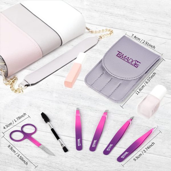 Eyebrow Tweezer Set, TsMADDTs 6 Pcs Tweezers Set for Women, Precision - Image 6