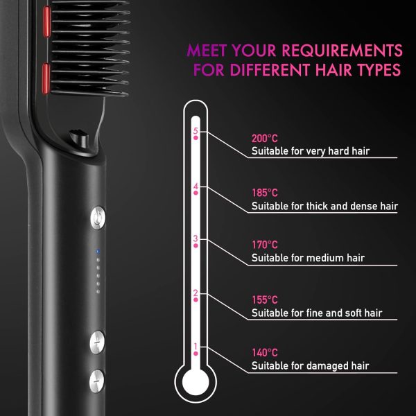 Hair Straightener Brush, KINLITO Hair Straightening Comb for Women Hair - Image 6