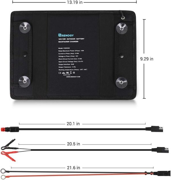 Renogy 10W Solar Trickle Charger Portable Battery Maintainer with Lighter - Image 4