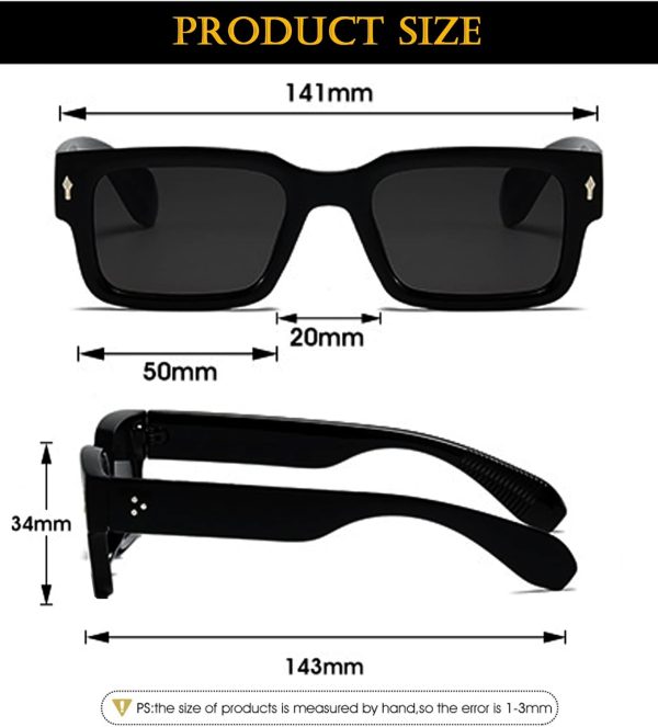 EYLRIM Square Frame Sunglasses for Women Men Trendy Chunky Rectangle Sun - Image 6