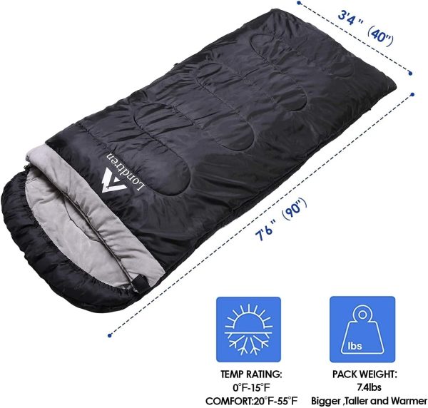 Large 0 Degree Sleeping Bags for Adults Cold Weather Sleeping Bag Camping - Image 3
