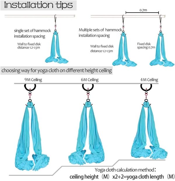 Aerial Silks Deluxe Equipment Set for Aerial Yoga,11 yards Aerial Yoga - Image 6