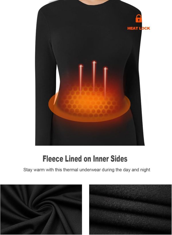 4 Pack Women’s Thermal Shirts, Women Fleece Lined Compression Long Sleeve - Image 2
