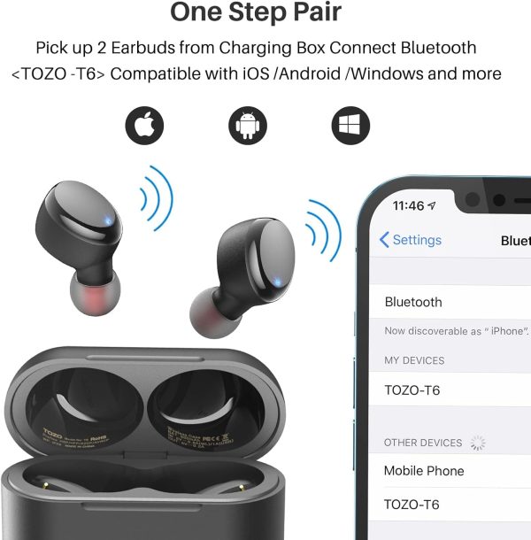 TOZO T6 True Wireless Earbuds Bluetooth 5.3 Headphones 45H Long Playtime, - Image 6