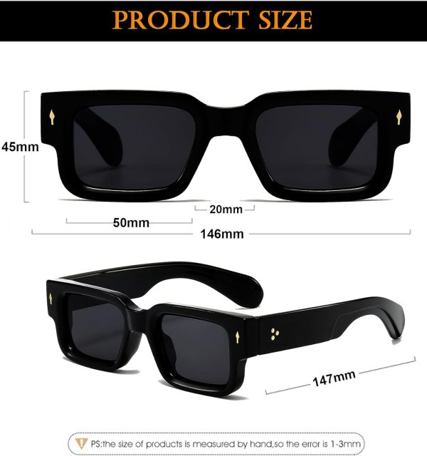 EYLRIM Thick Frame Square Sunglasses for Women Men Chunky Rectangle Sun - Image 6