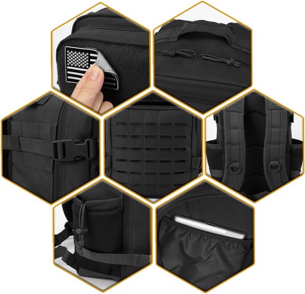 QT&QY 25L/35L/45L Military Tactical Backpack For Men Molle Daypack 3 Day - Image 6