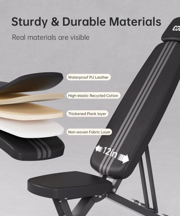 Adjustable Weight Bench for Home Gym with Extended Head, Foldable Workout - Image 4