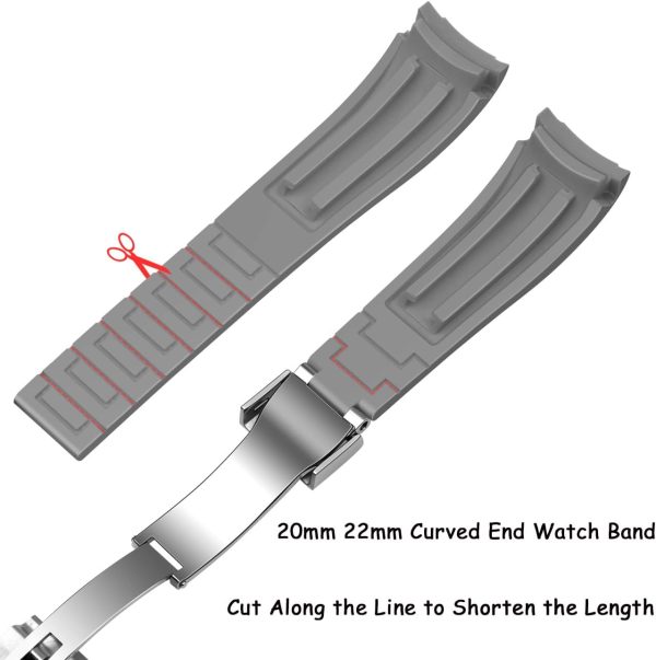 Juntan 20mm 22mm Curved End Rubber Watch Band, Tapered Silicone Curved - Image 6