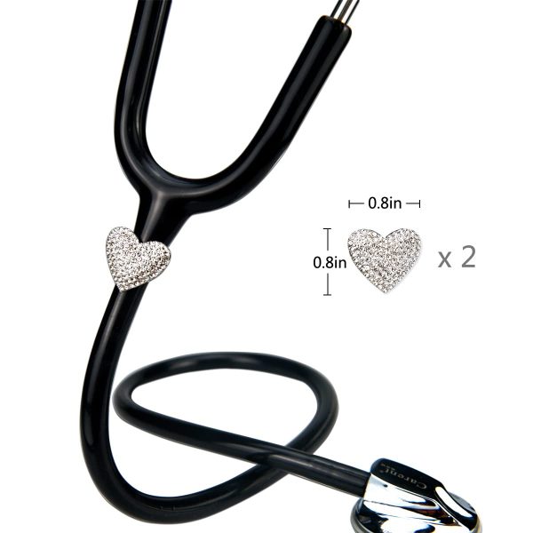 2 Pack Spark Bling Love Heart Stethoscope Charms, Custom Stethoscope Id - Image 3