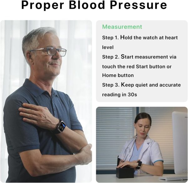 YHE BP Doctor Med, Blood Pressure Smartwatch with Dual Patented Cuff, Wrist - Image 6