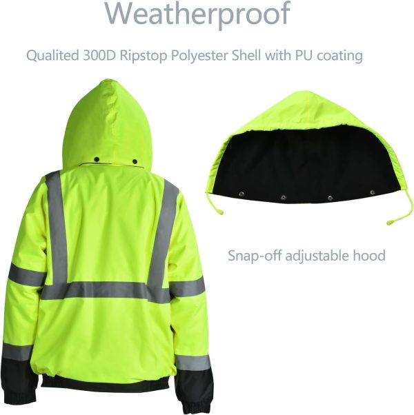 sesafety Work Winter Warm Snow Jacket Loose Fit with Hood for Men Winter - Image 2